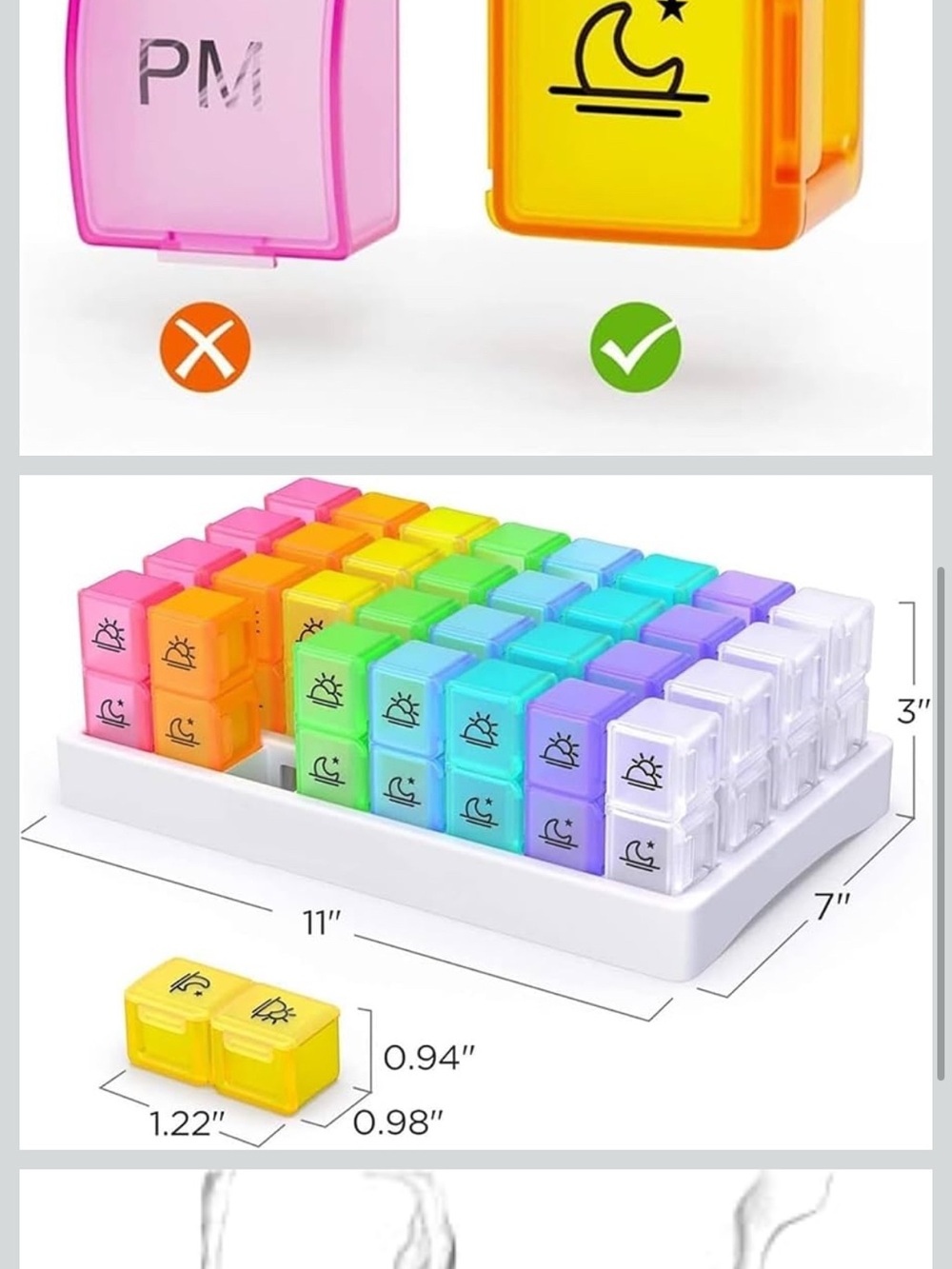 Rainbow Daily Pill Organizer - 28 Compartment Weekly Medication Storage
